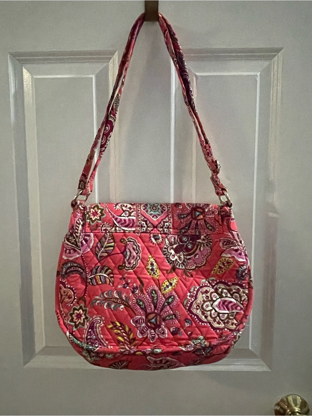 Vera Bradley Quilted Pink Paisley Shoulder Bag with Ring Accent - Picture 3 of 3